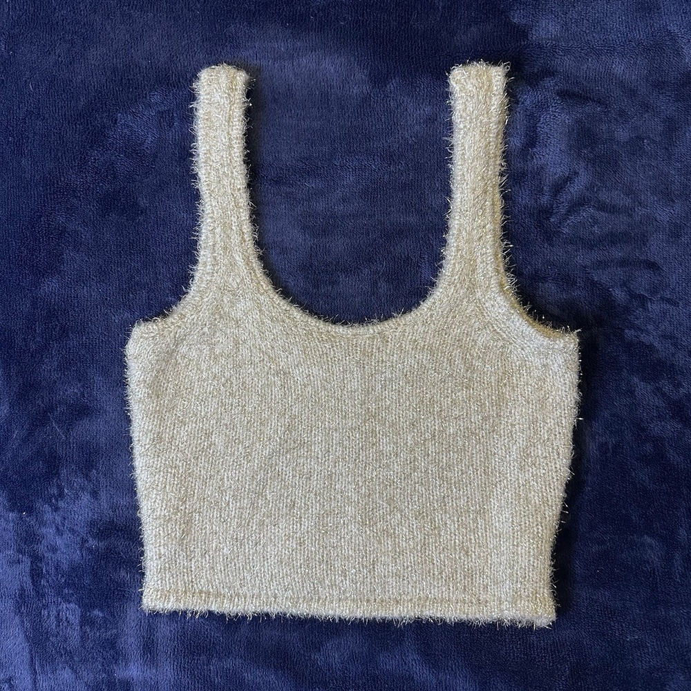 Guess Womens XS‎ Gold Knit Cropped Sleeveless Tank Top Size S